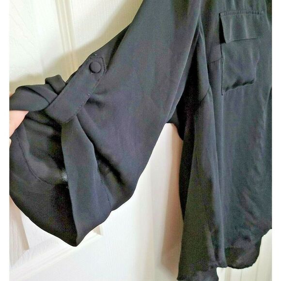 Torrid Harper 3 Black Georgette Pullover‎ 3/4 Roll Tab Sleeve 3X Black 24/26 - Picture 4 of 6